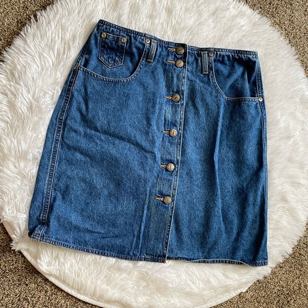 Susquehanna Blues‎ Button Front Jean Skirt Vintage Womens Size Medium